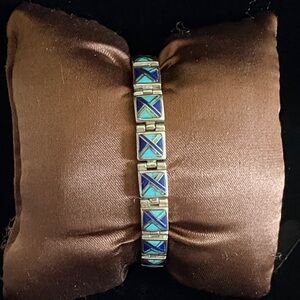 Vintage Inlay Stone Bracelet - Turquoise and Lapis